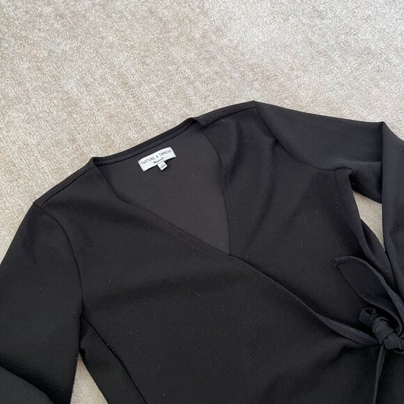 Madewell Texture and Thread Crepe Black Wrap Blouse Top S - Picture 3 of 11